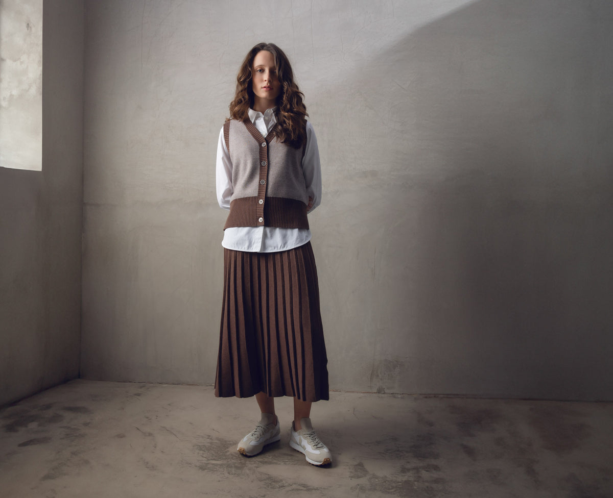 MARBLE BROWN KNITTED SKIRT